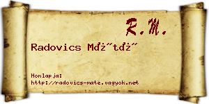 Radovics Máté névjegykártya