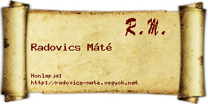 Radovics Máté névjegykártya